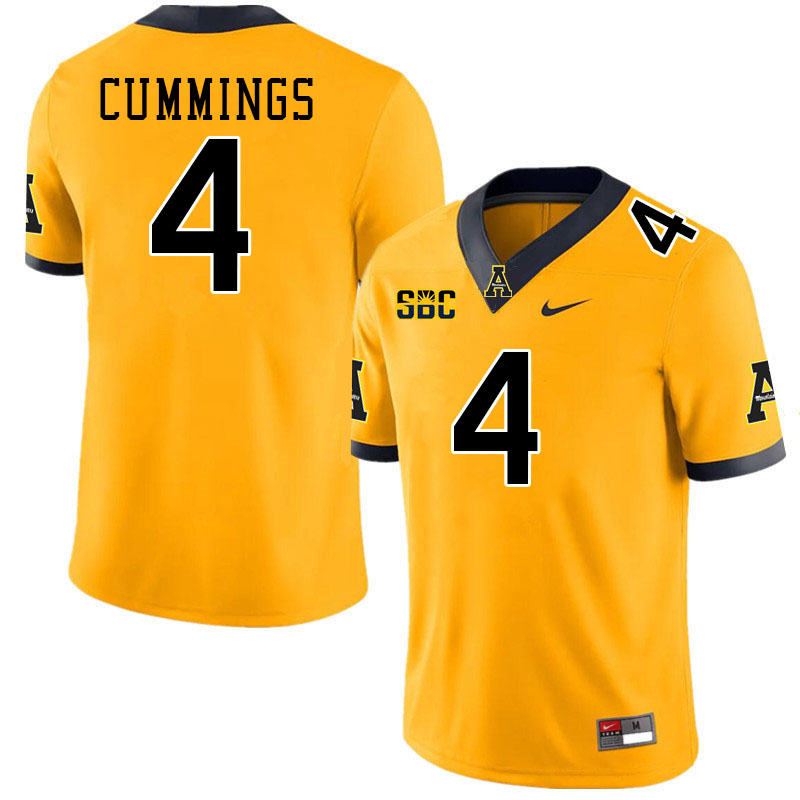Appalachian State Mountaineers #4 Izayah Cummings College Football Jerseys Stitched-Gold Appalachian State Mountaineers #4 Izayah Cummings College Football Jerseys Stitched-Gold